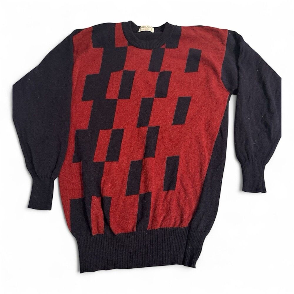 Vintage Jaeger  100% LambsWool Men’s Checkered Red/Blue 40in/102cm Y2K Retro